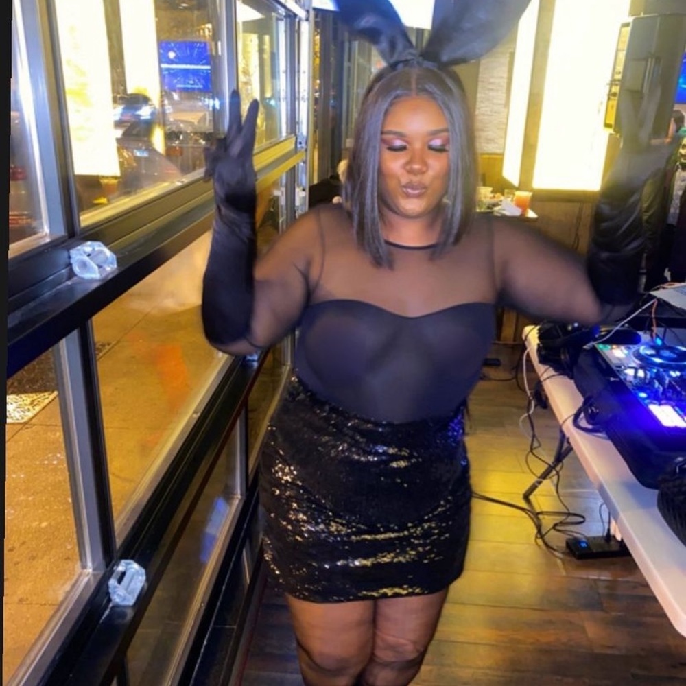 Plus Sequin Black Skirt